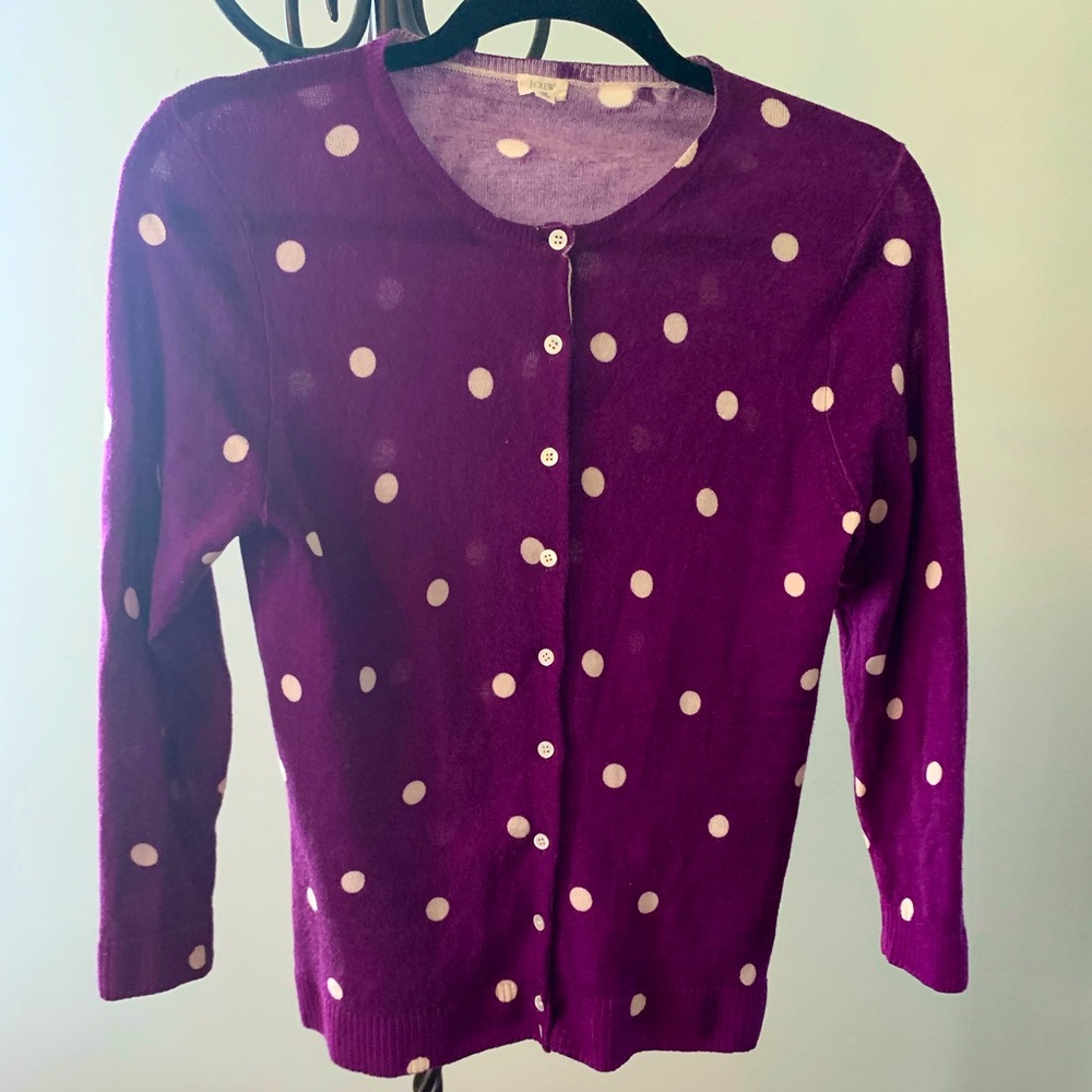 J CREW polka dot lightweight cardigan